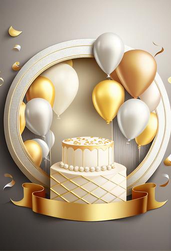 Silver and Gold Happy Birthday Card Background Image