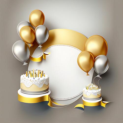 Silver and Gold Happy Birthday Card Background Image