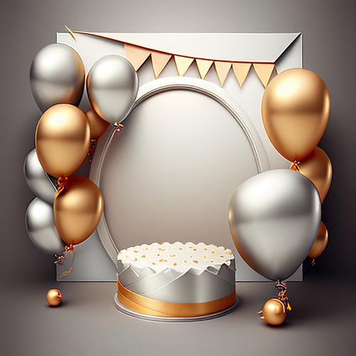 Silver and Gold Happy Birthday Background Image