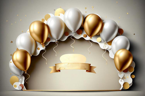 Silver and Gold Happy Birthday Card Background Image