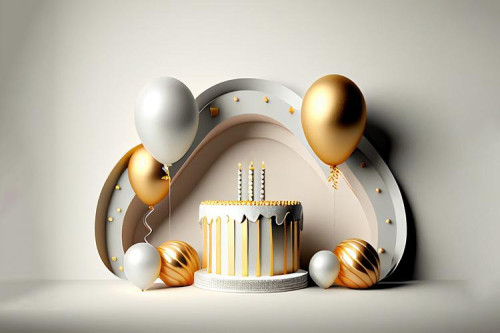 Silver and Gold Happy Birthday Background Image
