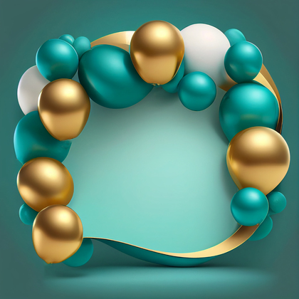Turquoise and Gold Birthday Card Background