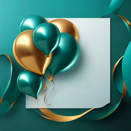 Turquoise and Gold Happy Birthday Card Background