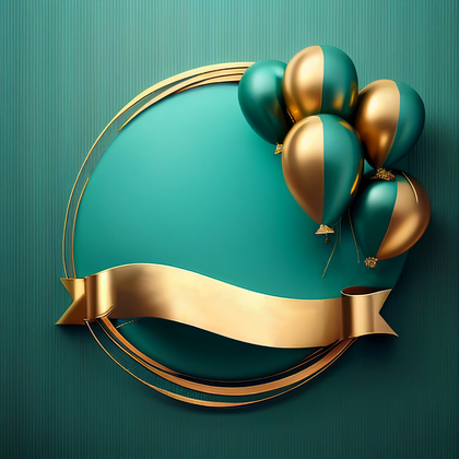 Turquoise and Gold Birthday Background Image
