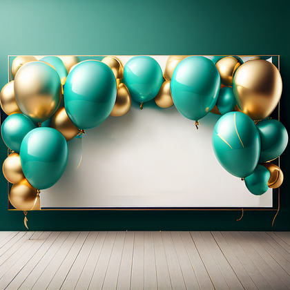 Turquoise and Gold Happy Birthday Background Image