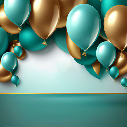 Turquoise and Gold Birthday Card Background Image
