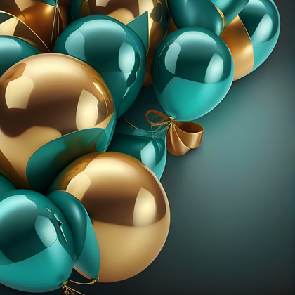 Turquoise and Gold Birthday Background