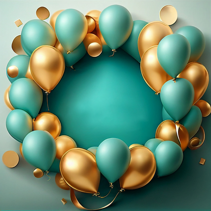 Turquoise and Gold Happy Birthday Background