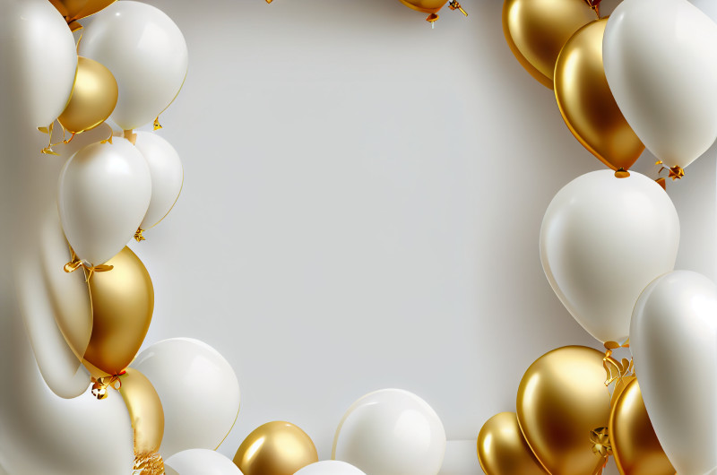 White and Gold Happy Birthday Background Image