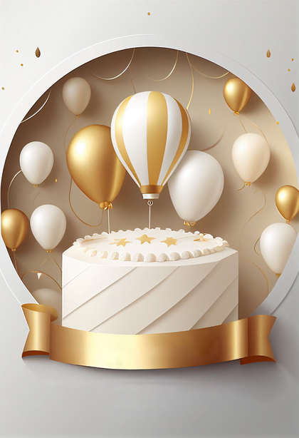 White and Gold Birthday Background