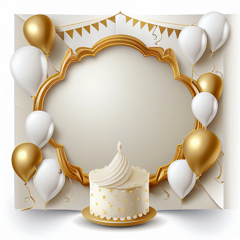 White and Gold Happy Birthday Card Background Image