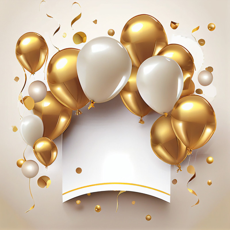 White and Gold Happy Birthday Background Image