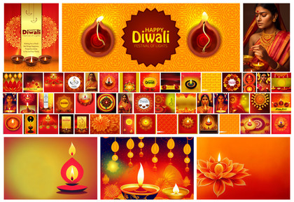 Dazzling Diwali Delight: 50 Free Red and Yellow-themed Designs to Light Up Your Celebrations