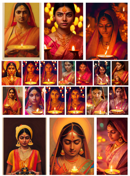 Radiant Diwali Traditions: 19 Free Images of Traditional Indian Girls with Diyas