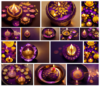 Regal Radiance: 15 Free Purple and Gold Diwali Greeting Designs for an Opulent Celebration