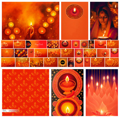 Orange Diwali Extravaganza: 36 Free Designs to Illuminate Your Celebrations