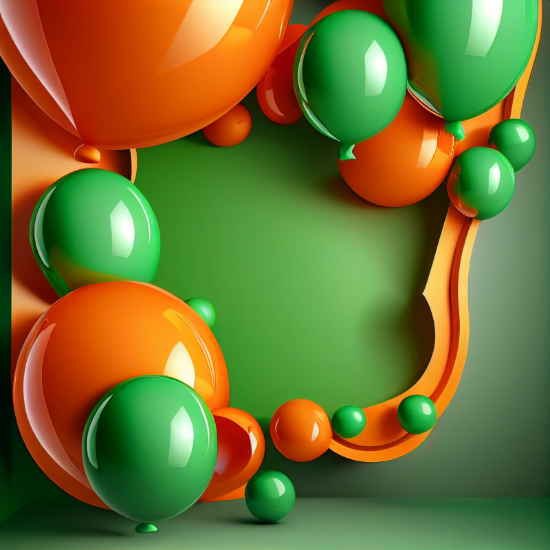 Orange and Green Birthday Card Background Image