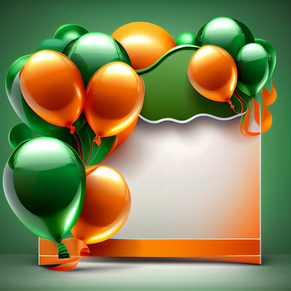 Orange and Green Happy Birthday Card Background Image