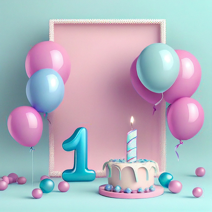 Pink and Blue Happy Birthday Background Image
