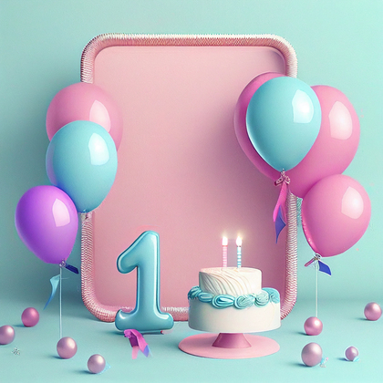 Pink and Blue Happy Birthday Background
