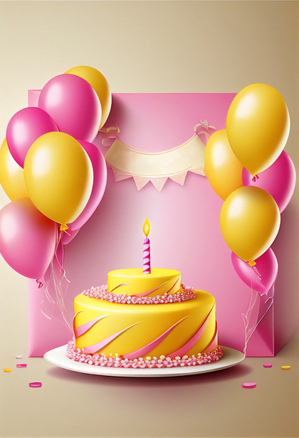 Pink and Yellow Happy Birthday Background