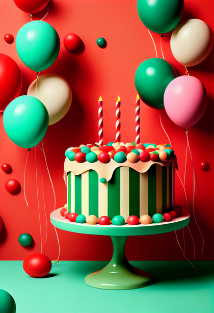 Red and Green Birthday Background Image