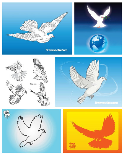 Dove Vector Delight: Grace Your Projects with 6 Free Flying Dove Vectors