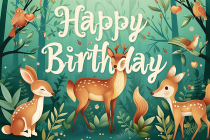 Happy Birthday with Jungle Animals