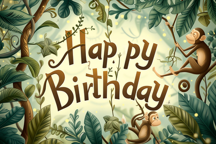 Happy Birthday with Jungle Animals