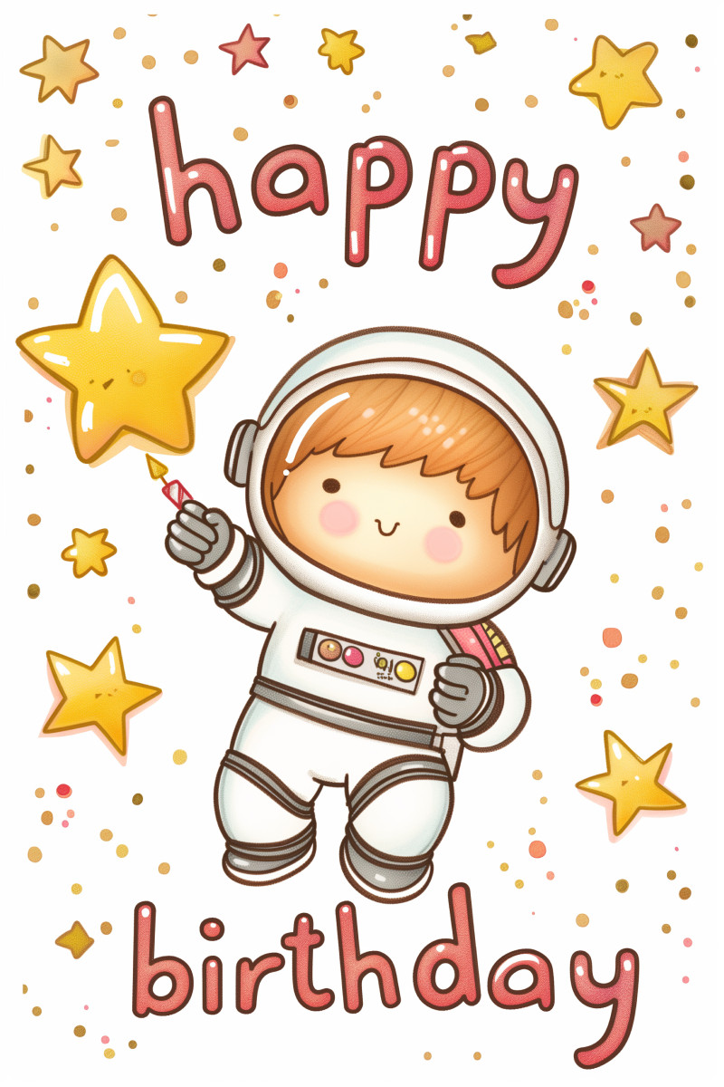 Happy Birthday Astronaut  Cartoon Character