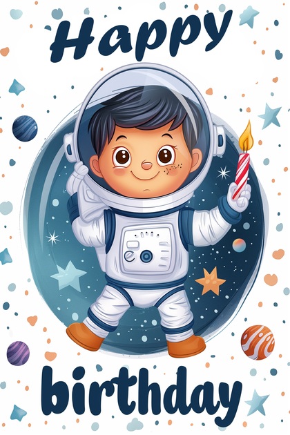 Birthday Astronaut  Cartoon Character