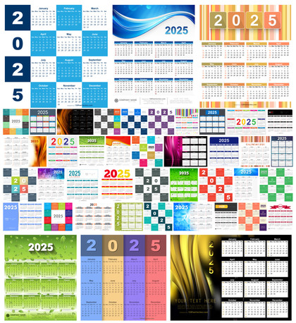 Free Download 55 Colorful 2025 Calendar Designs In Vector Pdf