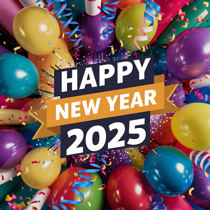 Colorful 2025 New Year Card Art and Graphics