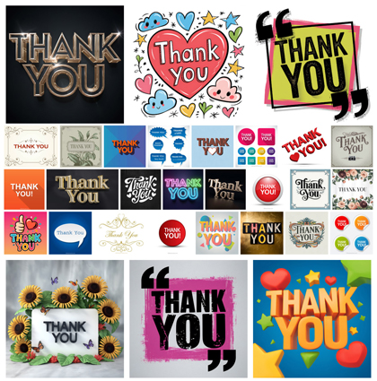 30 Stunning ‘Thank You’ Designs for Printable Cards and Stickers