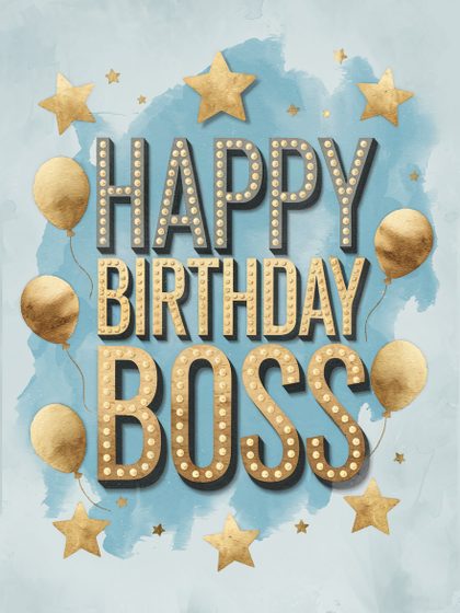 Free Download Happy Birthday Boss Watercolor Card