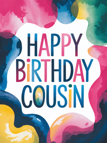 Free Watercolor Happy Birthday Cousin Card