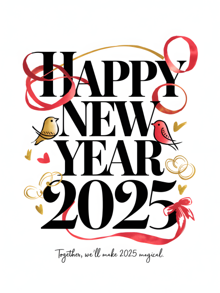 Happy New Year 2025 Watercolor Design