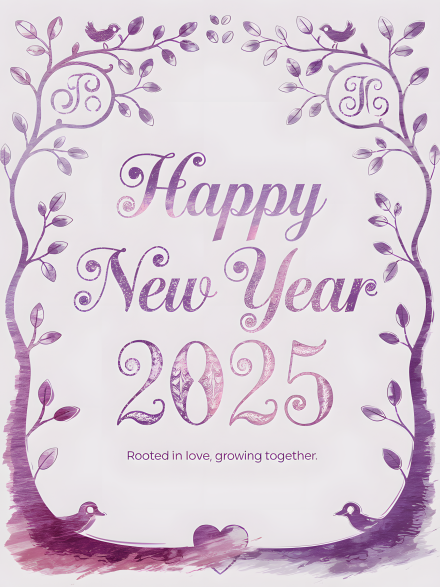 Happy New Year 2025 Watercolor Design