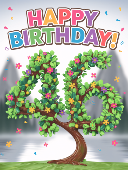 Free Happy 46th Birthday Tree Illustration