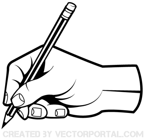 Human Hand Holding a Pencil Clip Art