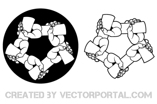Circle Of Hands Vector Art