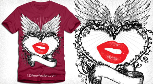 Lovely Heart Vector T-Shirt Design