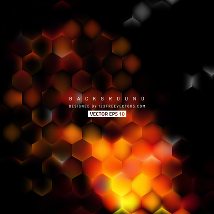 Black Orange Fire Hexagon Pattern Background Design