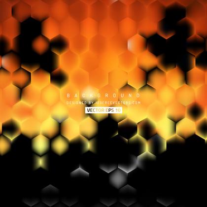 Abstract Black Orange Fire Hexagonal Background Design