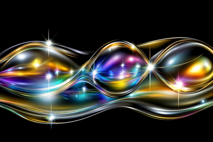 Abstract Wave With Glowing Bubbles