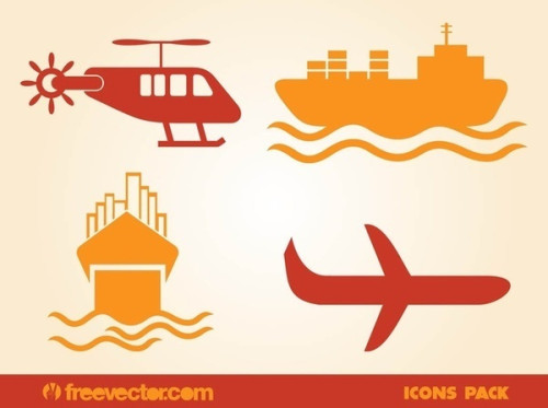 Aerial and Water Transport Free Vector