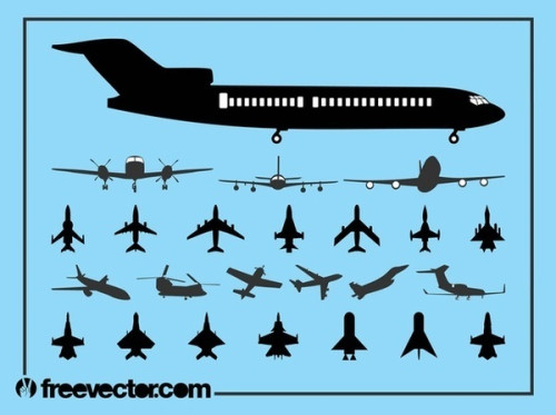 Aircraft Silhouette Set Free Vector