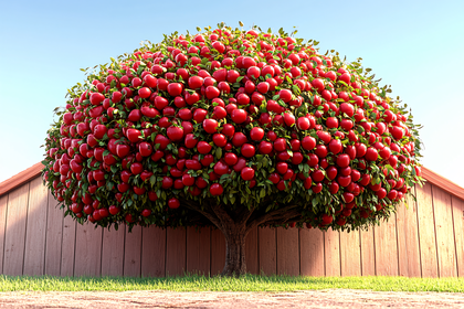 Apple Tree Heavily Laden With Fruit