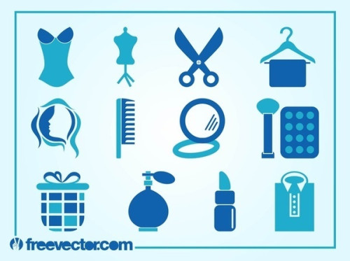 Beauty and Fashion Icons Free Vector