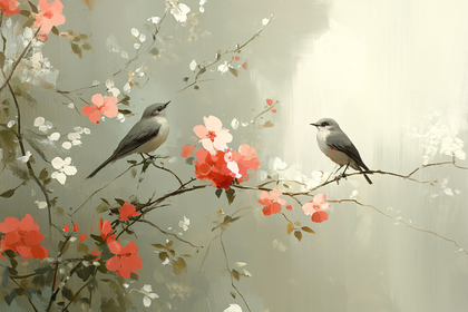 Birds on Blooming Branches